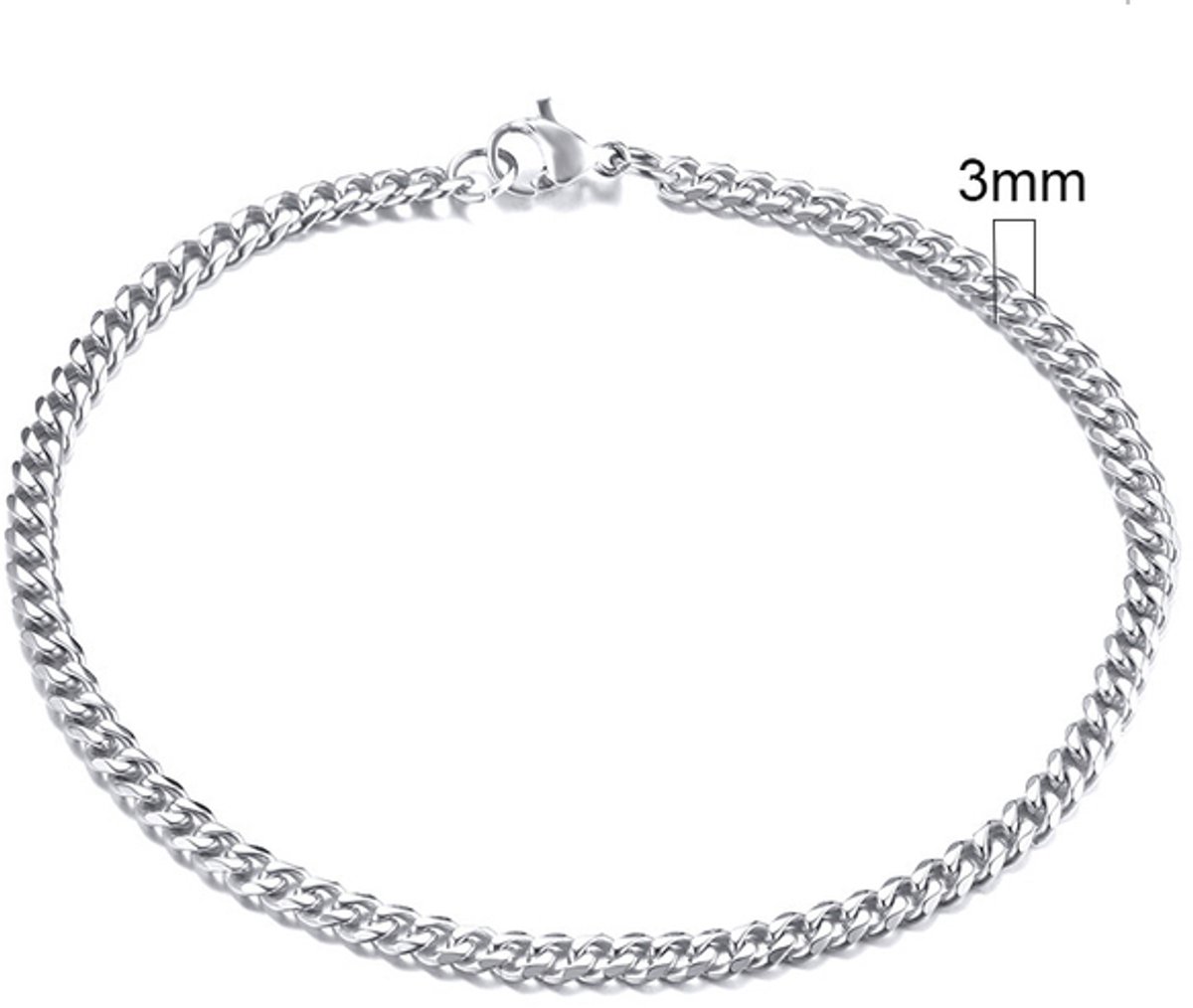 Zilverkleurige Roestvrij Stalen Armband 3mm - LMPiercings
