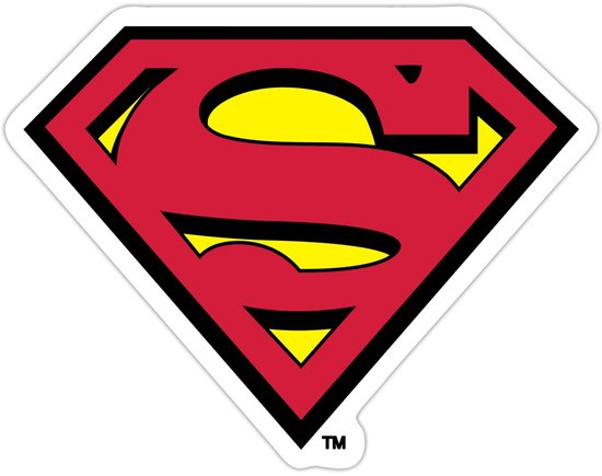 Superman S Schild Origineel Logo Sticker maat S (10 x 10 cm)
