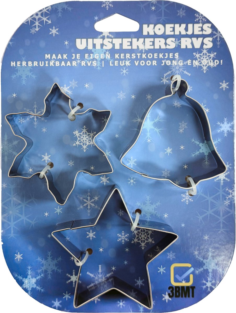 Koekjes Uitstekers RVS - Kerst - Winter - Uitsteekvormpjes - 3 delige vormen - 3BMT®
