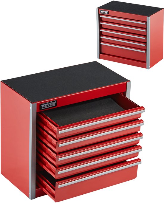 WORKPRO Gereedschapskist Metaal Mini Gereedschapskoffer Gereedschapskast met 2 Laden en Bovenste Vak voor Werkplaatsen Kantoren en Kaptafels 27,5x15x20,8cm Groen
