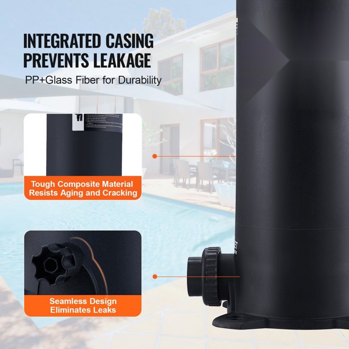 Zwembadfilter - Cartridge/Patroonfilter - Bovengronds Filtratiesysteem - Lekvrije Behuizing - Voor Spa, Bubbelbad en Opblaasbaar Zwembad - Verbeterd Filterelement - 38 x 38 x 71 cm