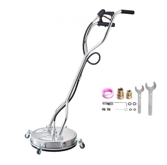 Oppervlaktereiniger Terrasreiniger - Voor Hogedrukreiniger - 46,5 cm Diameter - RVS - 4 Wielen - 2 Sproeiers - Max. 4000 PSI — afbeelding 4