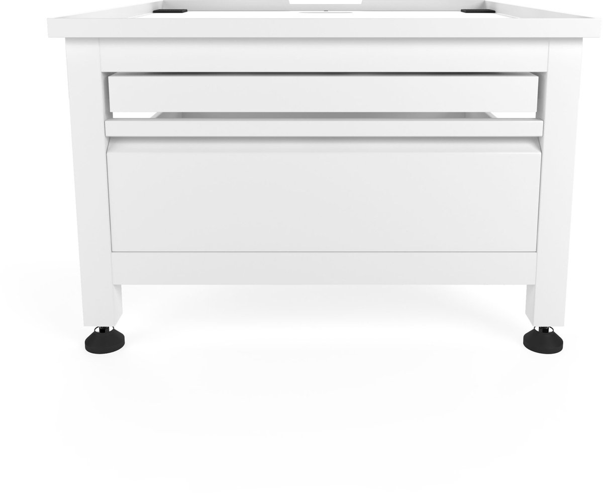 Wasophoogte® Wasmachine verhoger met lade en plateau - Wasmachine opbouwmeubel - Wasmachine sokkel - 42cm hoog - Wit - Universeel - 65*60,5 (LxB) - Inclusief wandbeugels thumbnail 3