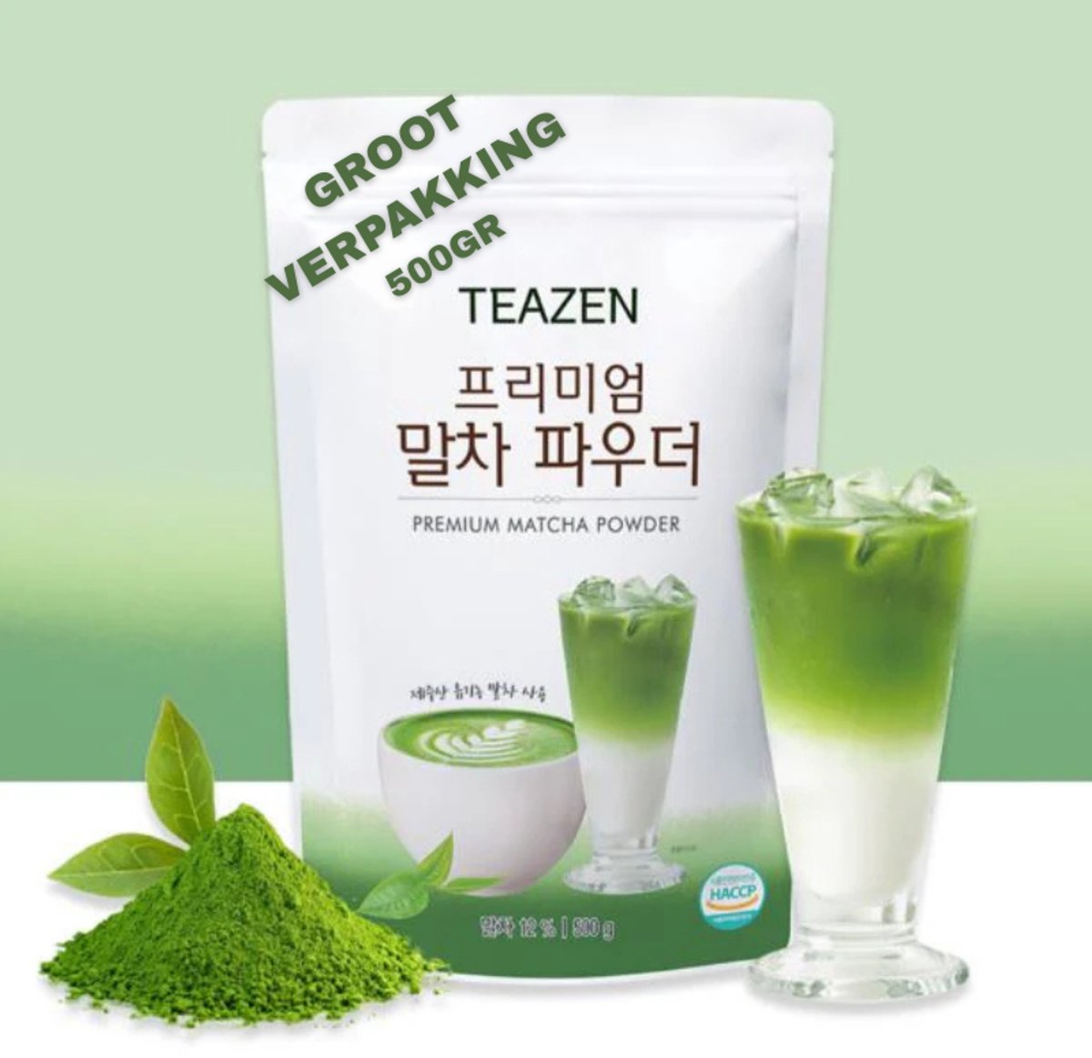 TEAZEN Premium Matcha Poeder – Authentieke Jeju Matcha voor Latte & Smoothies (500g)