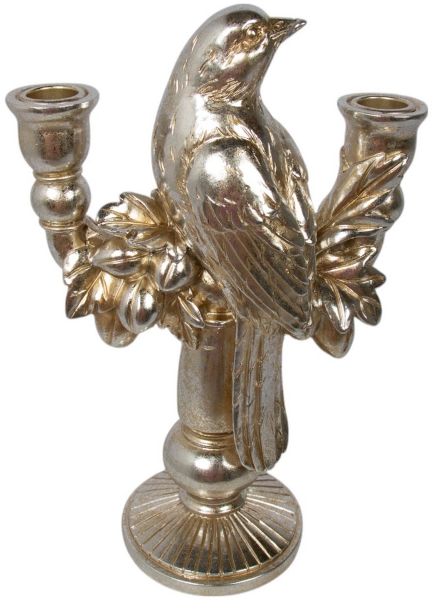 Mars & More Kaarsenhouder vogel hars zilver 18,5x10x28,7cm