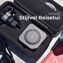 Zwarte Cheroy ChargePack Multi powerbank en reisaccessoires in een stijlvolle zwarte reisetui.