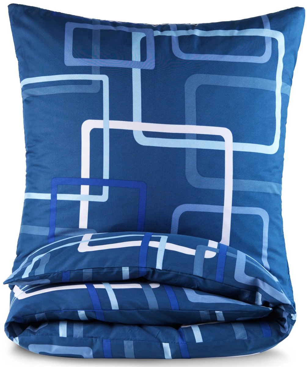 Unyqoos 2-delige microvezel beddengoedset in blauw voor eenpersoonsbed met ritssluiting