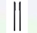 Zijkanten van een zwarte OnePlus telefoon, twee stuks naast elkaar.