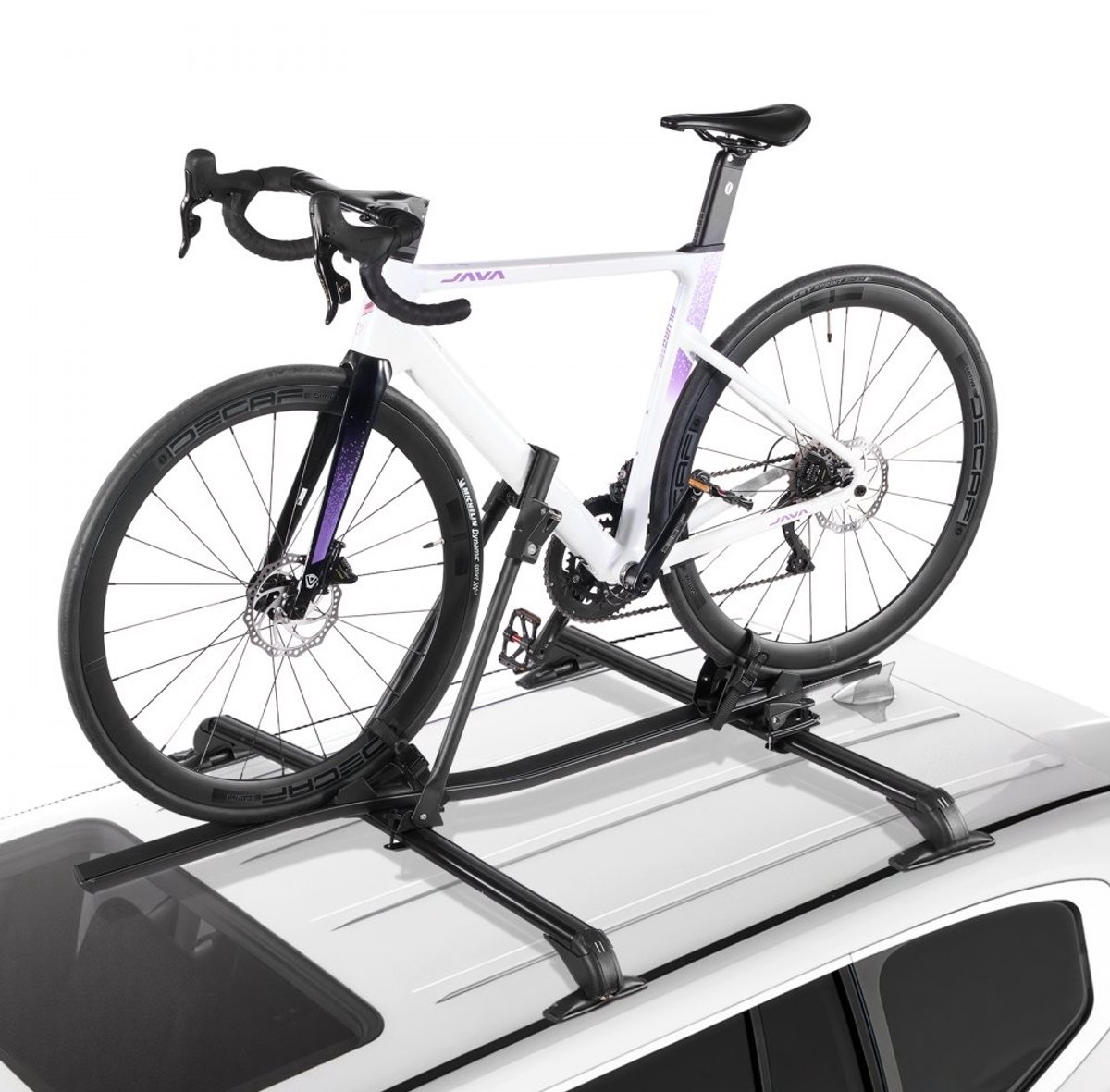 Fietsendrager Voor Op Dak - Staande Dakfietsdrager - Draagvermogen 15 kg - Veilig Vergrendelingssysteem - Past Op De Meeste Dwarsdragers - Geschikt Voor SUV En Auto - Zwart