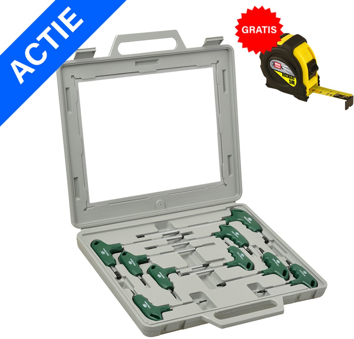 9-delige T-greep Torx Schroevendraaierset in koffer - Incl. Gratis Rolmaat
