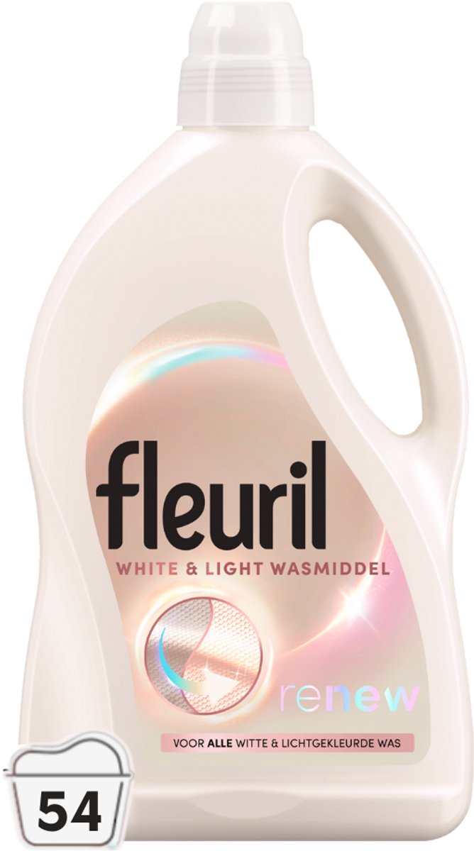 Fleuril White & Light - Vloeibaar Wasmiddel - Witte en Pastelkleuren Was - 54 Wasbeurten - Grootverpakking