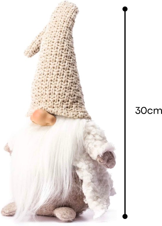 FLOOQ Gnome Beige - Images et figurines de Noël de Noël - Nain de Noël - Décoration de Noël d'intérieur - Décorations Décorations pour sapins de Noël - Gnomes - 1 pièce