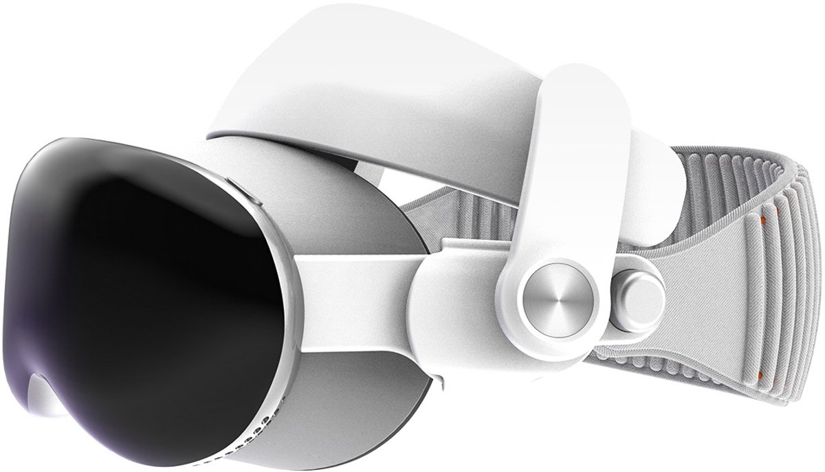 Gloovon® - VR Headstrap Vision Pro - Elite Strap - Met VR Cover - VR Accessolres Apple Vision Pro - Ergonomisch ontwerp - Verstelbare Hoofdband - Geschikt voor Apple Vision Pro - Wit-grijs