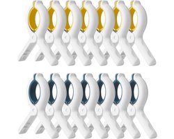 12 Stuks - Wasknijpers - Winddichte Handdoekklem - Grote badhanddoekklem - Droogrek knijpers - Wasrek knijpers - Kunststof Wasknijpers - Binnen en buiten - Multicolor