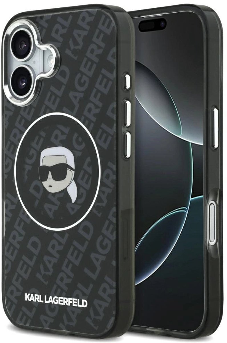 Karl Lagerfeld telefoonhoesjes voor iPhone 17 - IML Karl Head Logo - Magsafe - Zwart