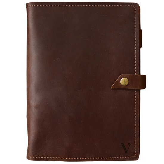 Vultera ROALD leren notitieboek - A5 met ringband – Gelinieerd - Hervulbaar - Journal - Notebook - schrijfmap - leer