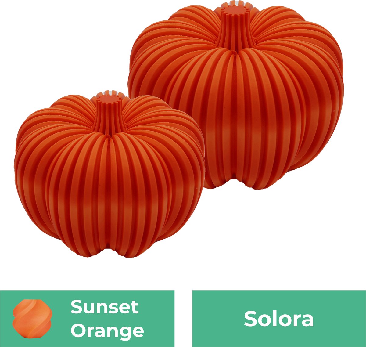 Solora pompoen beeld set – Decoratief beeld - Sunset Oranje - 3d geprinte beeld – Herfst woondecoratie - 10CM & 12.5CM