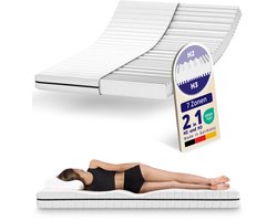 Matras - 200x200 - 7 zones - koudschuim - premium plus tijk - 15 cm - Zacht