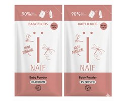 Naïf - Babypoeder - Navulverpakking - Baby & Kids - 100% Natuurlijk - Parfumvrij - Dermatologisch Getest - 2x80gr