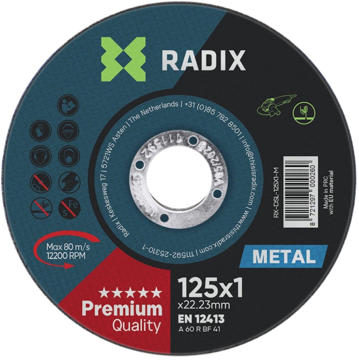 Radix - Doorslijpschijf - Metaal - 125 x 1 x 22,23 mm - Premium