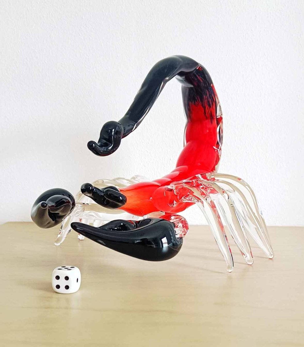 Maxi glazen rode SCHORPIOEN - glasbeeldje - uniek glascadeau - sculptuur van glas - handgemaakt figuur dier voor interieur