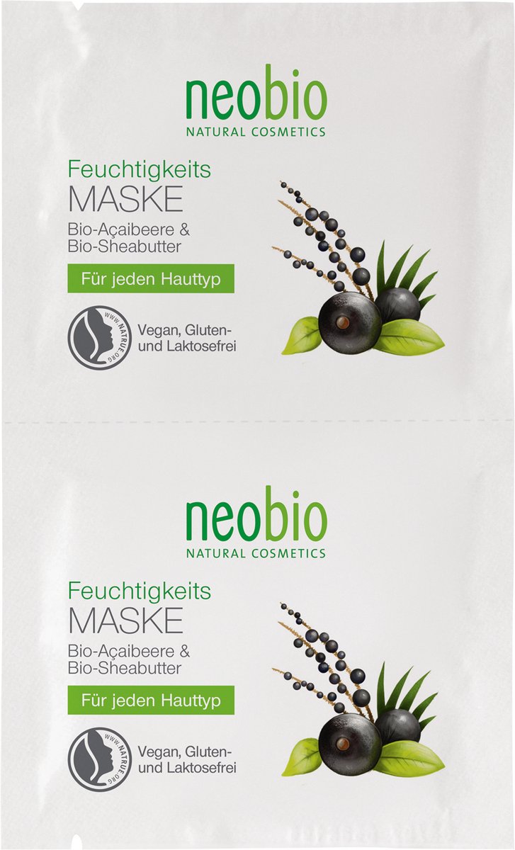 Neobio Volumevoordeel Gezichtsmaskers 20 zakjes (van 2 x 7.5 ml) - Let op 20 zakjes!