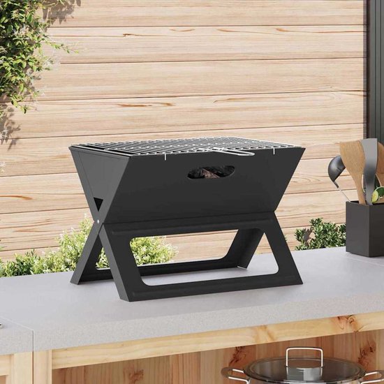 vidaXL - Buitengrill - Zwart - 46 - x - 31 - x - 31 - cm - Staal van Merkloos — afbeelding 4