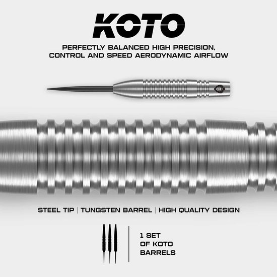 KOTO - Sting Silver Bomb - 90% Tungsten - Dartpijlen - 26 Gram - Zilver - Steeldarts van Merkloos — afbeelding 5
