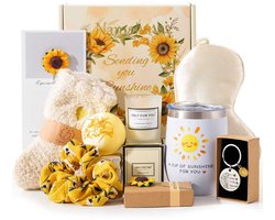 Namajunas - Zonnebloemcadeaus voor Vrouwen - Verjaardagsboxen en verwencadeaus voor haar - Geschenkset Vrouwen - Beterschap geschenkmanden Zelfzorgpakket Ontspanningsbadset - Kerstcadeaus voor je moeder, vrouw, beste vriendinnen, zus en dochter
