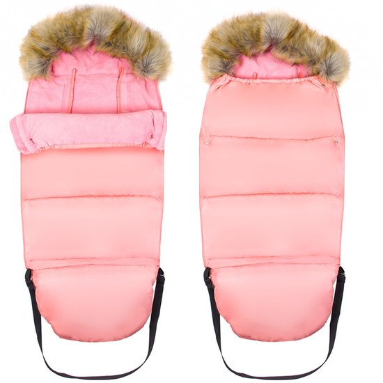 Roze voetenzak - kinderwagen - bont - tas - hoes - 110x45 cm van Dooky — afbeelding 3