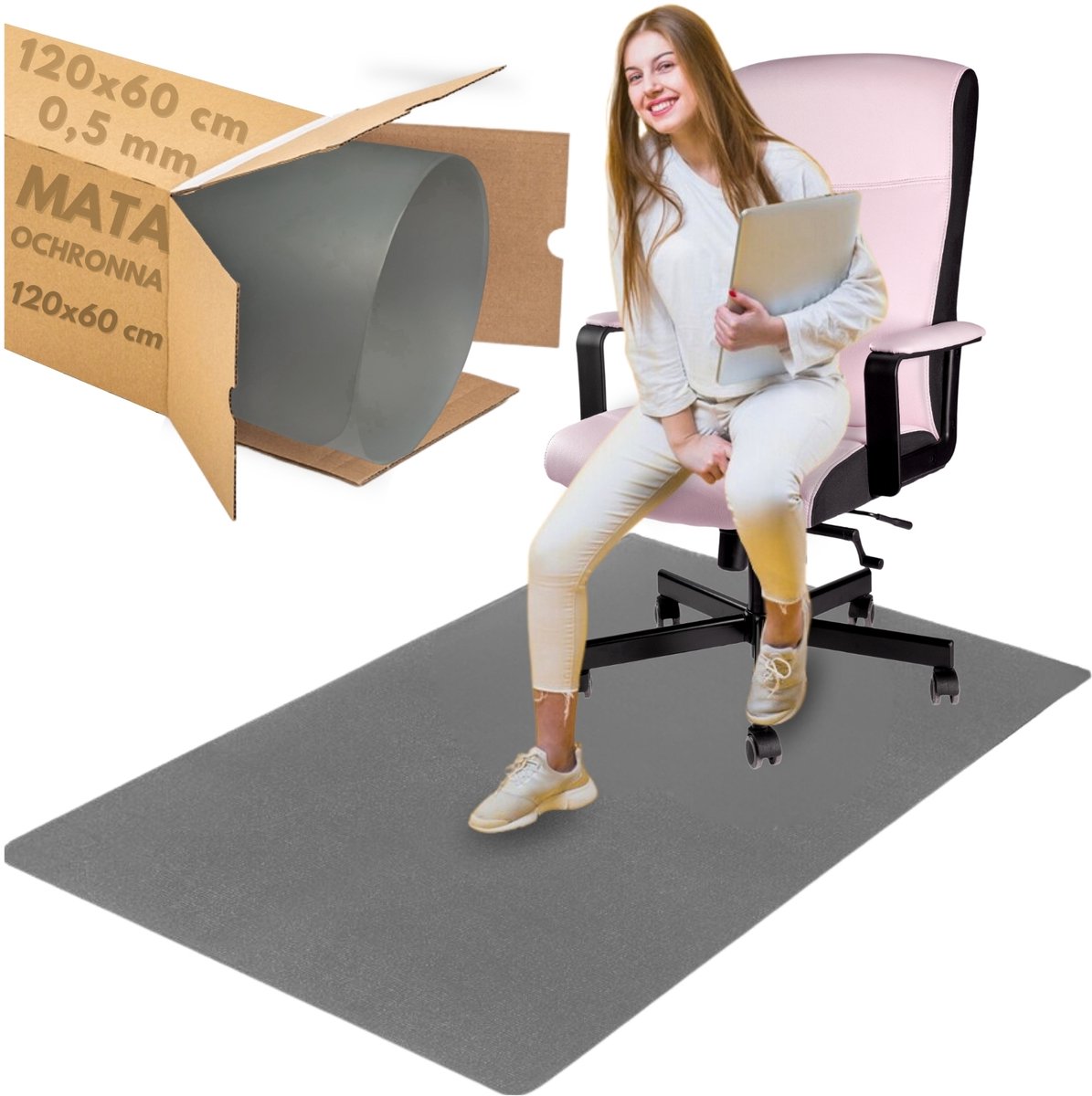 Zolta Serie - Beschermmat - 120x60 cm - 0,5 mm - Grijs