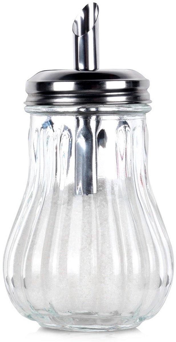 Orion - Cukierpot met Doseer - Glas - 190 ml - Roestvrij Staal