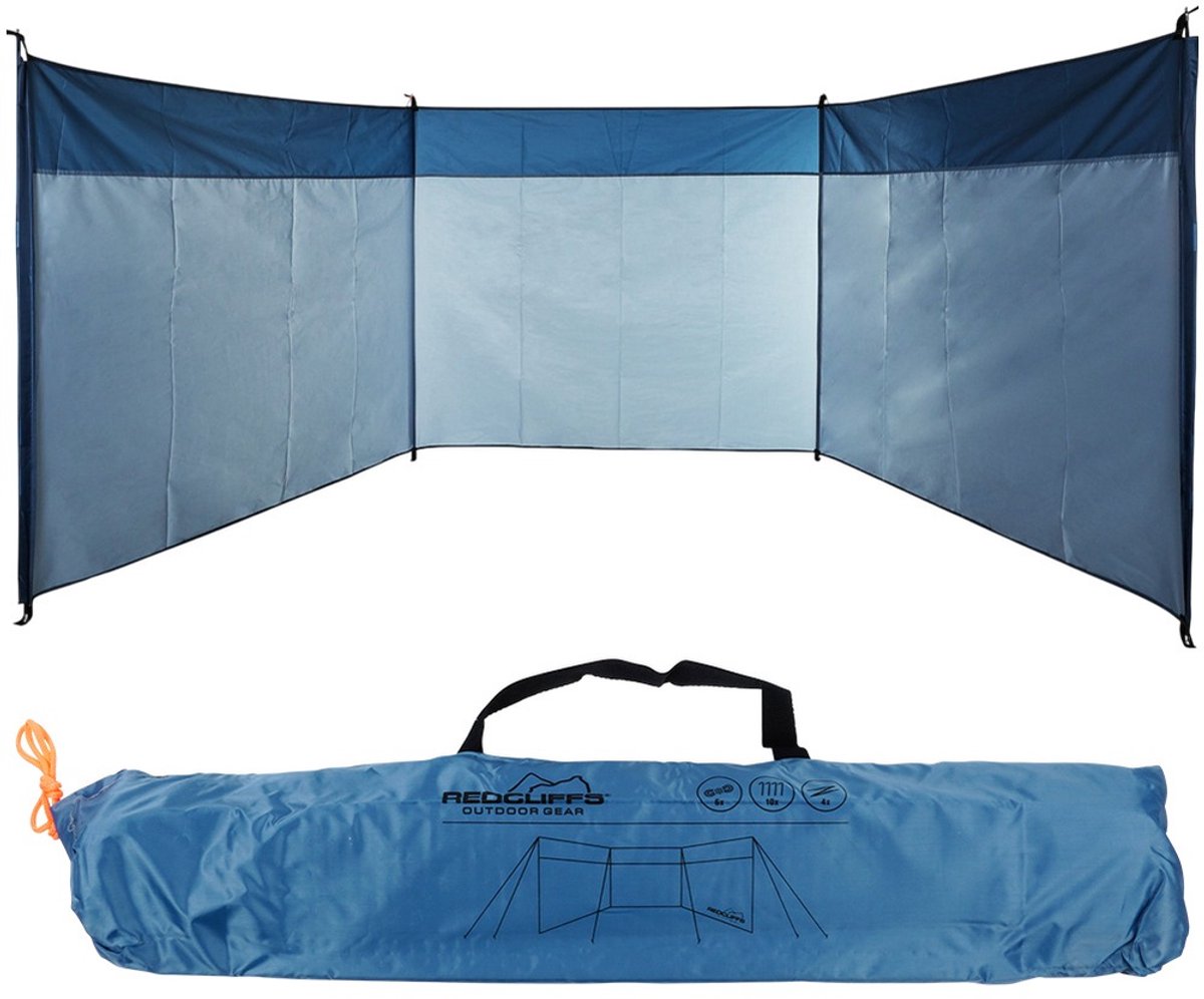 Windscherm 500x140 cm – Polyester – Met Glasvezel Stokken, Haringen & Draagtas – Blauw – RedCliffs