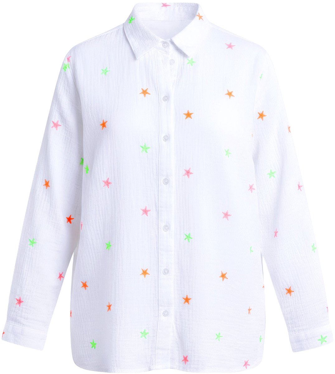 Angel of Style - Dames - Mousseline blouse oversized sterrenborduursel - Sneeuwwit - Maat 50