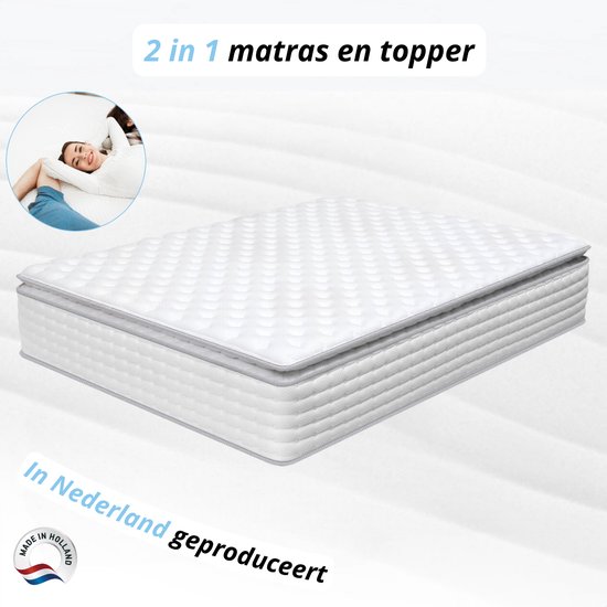 Matras 120 x 200 cm | Matras et Topper 2-EN-1 | 28 cm d'épaisseur | Mousse froide & Hybride | Matelas | 120x200 cm