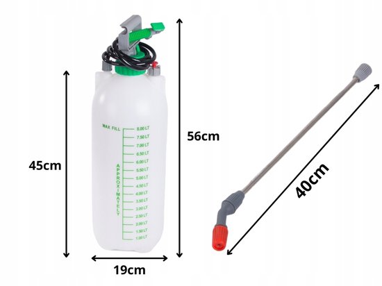 Drukspuit 8 Liter - Tuinsproeier met lans en schouderriem - Handdruk plantenspuit — afbeelding 4