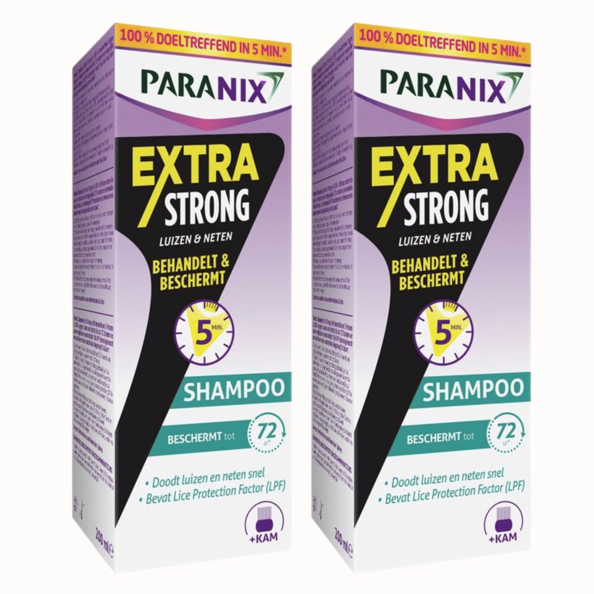 Paranix Extra Strong 2 x 200 ml - met kam - luizenshampoo