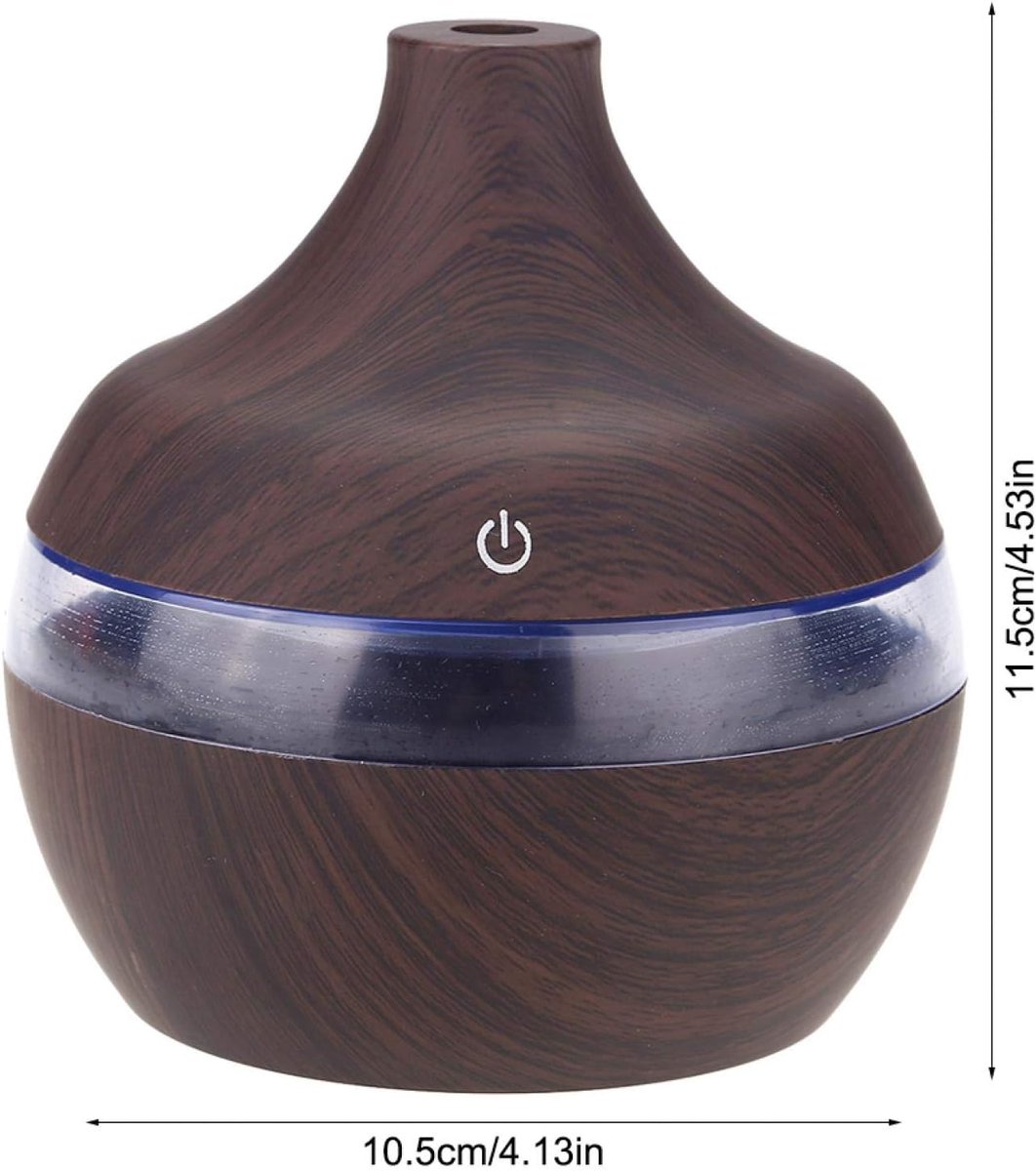 Aroma Cool Mist Diffuser 300ml - Ultrasone Vernevelaar - Etherische Olie Verstuiver - Aromadiffuser - Bevochtiger - Air/Lucht - Aroma Therapie - Verdamper - Geur Verspreider - Luchtbevochtiger - Sfeervolle LED Verlichting - Hout Look — cadeau in Wonen & Interieur - foto 8