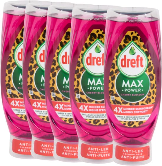 Dreft Max Power afwasmiddel Kersenbloesem - Voordeelverpakking - 5 stuks