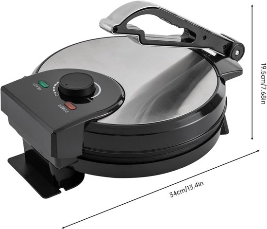 Roti Maker - Roti Maker Elektrice - Roti Pan - 30cm - 1000W - Zwart — afbeelding 4