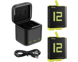 Telesin Oplaadbox met 2 batterijen voor GoPro 9 / GoPro 10 / GoPro 11 / GoPro 12