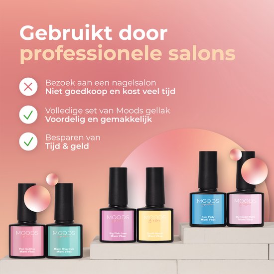 Moods Gellac 6-delige Set - Gel Nagellak - 8ML - Miami Vibes Edition - Gellac - Nagels - Gellak Starterspakket - Pastel Kleuren - HEMA- & TPO-vrij