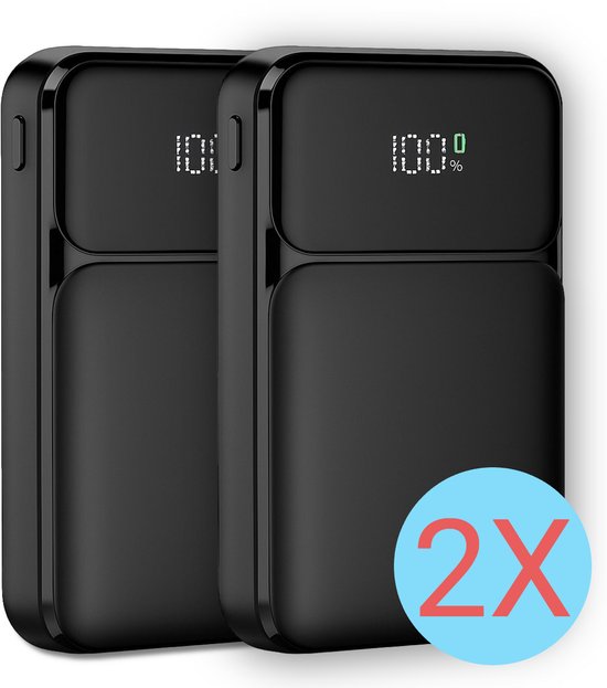Yurda Powerbank 20.000 mah - Ultra snellader met led display - USB, USB C & Micro USB - Powerbank iPhone - Universele powerbank voor o.a. Apple iPhone / Samsung - Zwart
