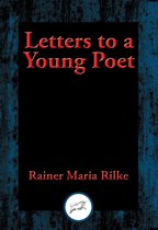 Boekomslag van 'Letters to a Young Poet' door Rainer Maria Rilke, met rode tekst op een zwarte achtergrond.