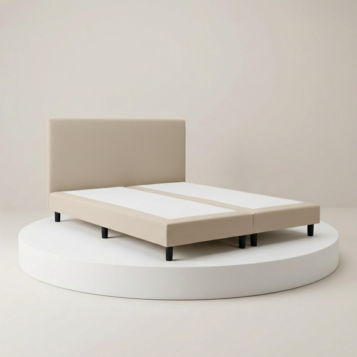 Boxspring DreamLux - 160x220 Zonder matras - Beige Glad - BalBedden