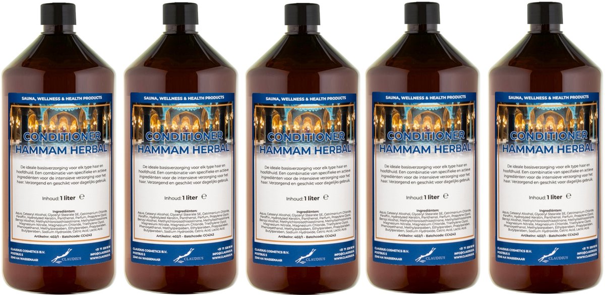 Hairconditioner Hammam Herbal 1 liter met dop - set van 5 stuks