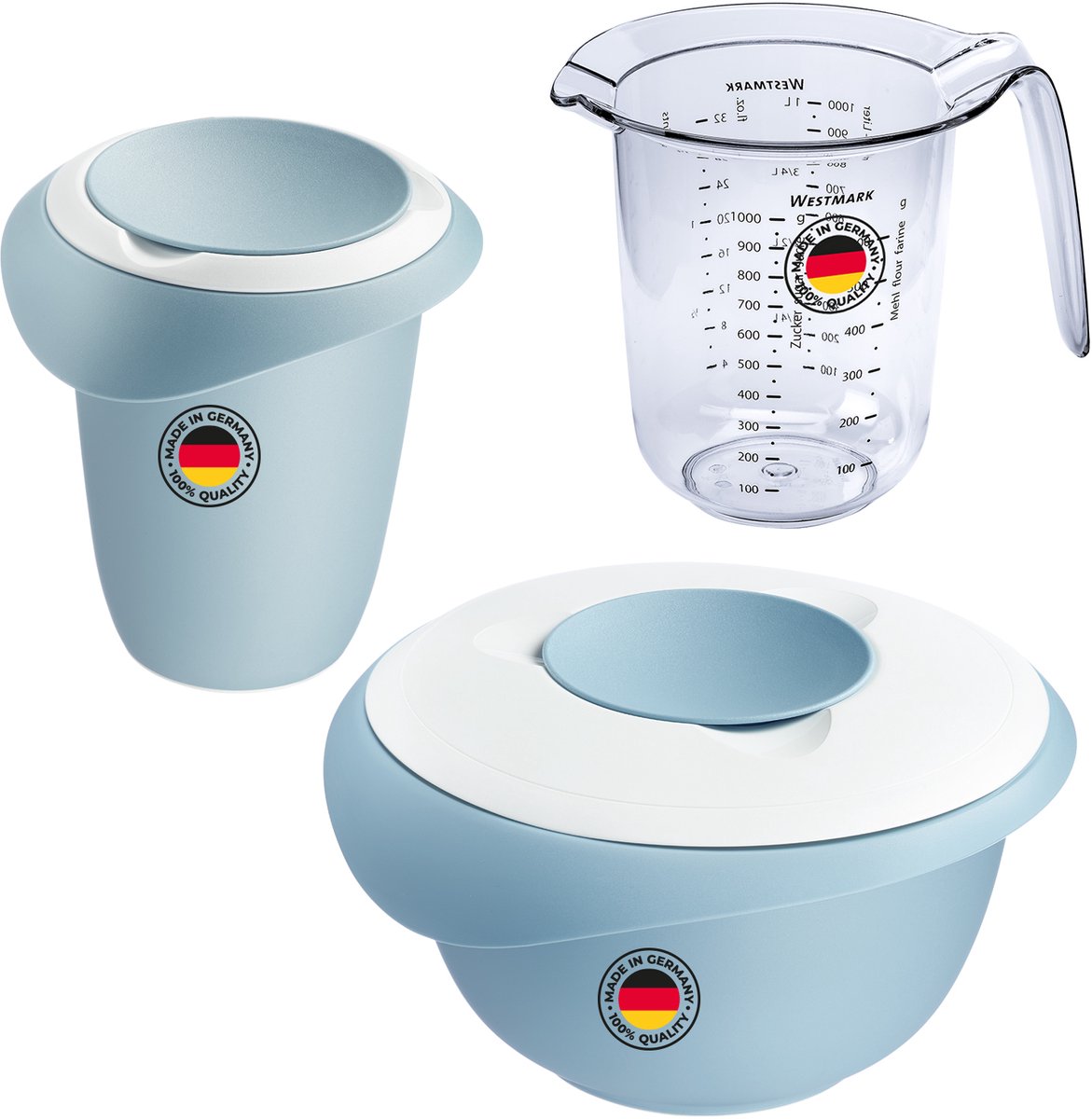 Westmark 2,5L mengkom + garde + maatbeker, blauw, bakset, voordeelverpakking, WP0310AO