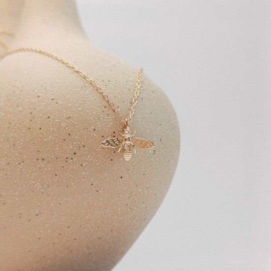 Collier Pendentif Abeille Fleur - Métal Vieilli Argenté, Acier Inoxydable