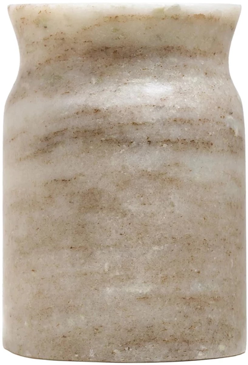 Wellmark potje / tandenborstelhouder / theelichthouder marmer warm beige
