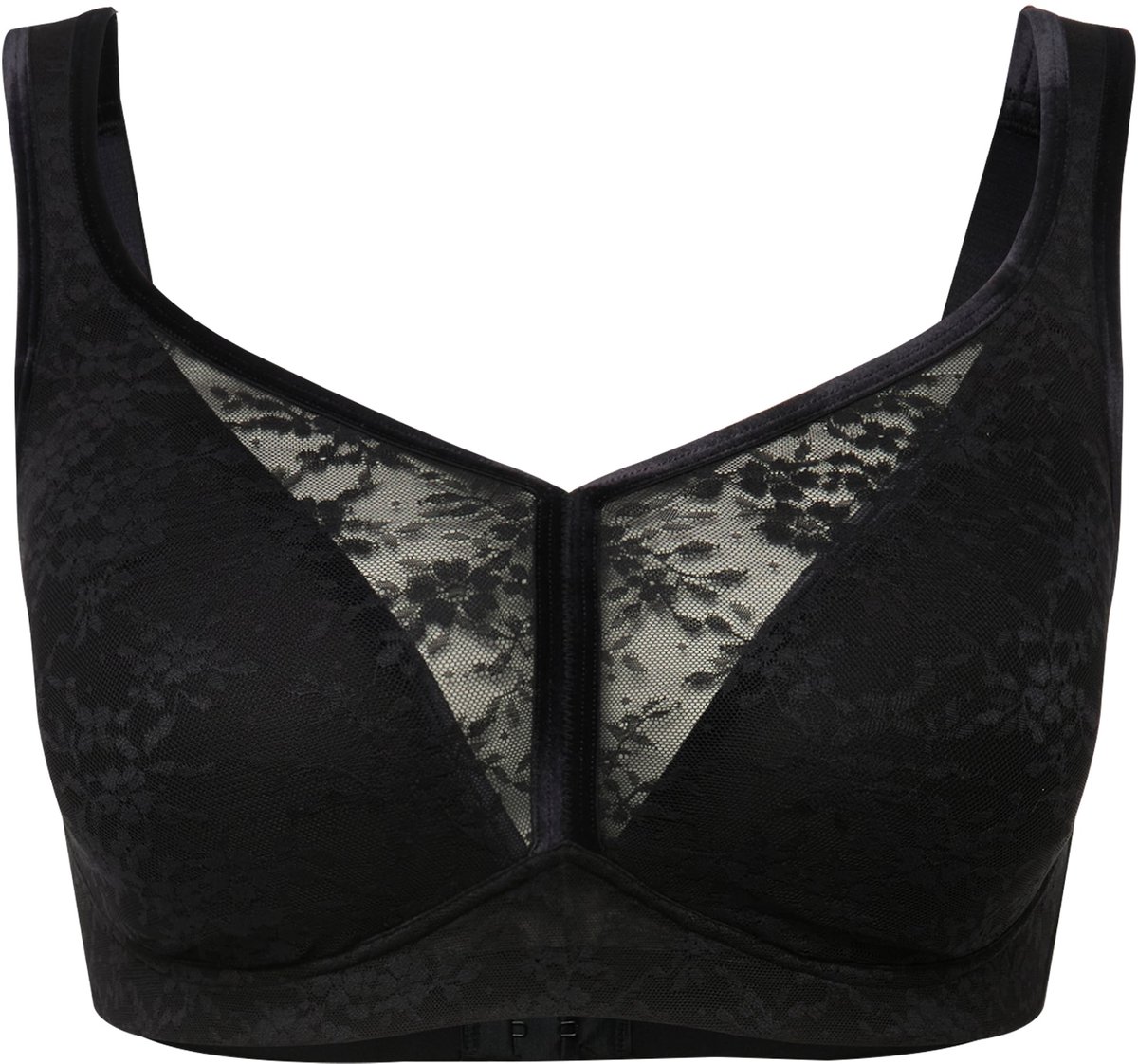 Ulla Popken - Dames - Minimizer-BH spacer-cups zonder beugels - Zwart - Maat 105D